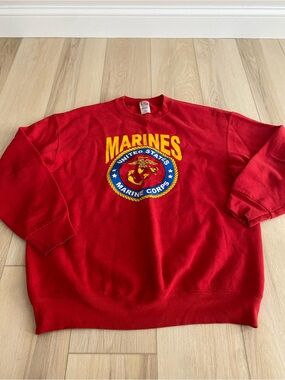 Vintage XL Fruit of the Loom Best Mens US Marines Graphic Sweatshirt Red